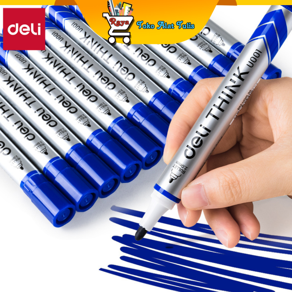 

Deli Spidol Papan Tulis Bewarna Biru Whiteboard Marker 2mm EU00130