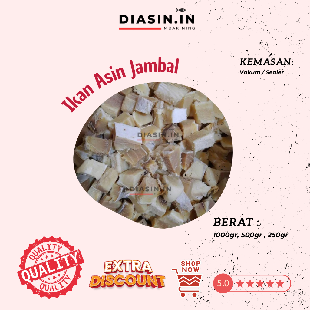 

Ikan Asin Jambal Super/Jambal Roti 1Kg, 1/2 Kg, 250Gr - Jambal Potongan Kemasan Vakum