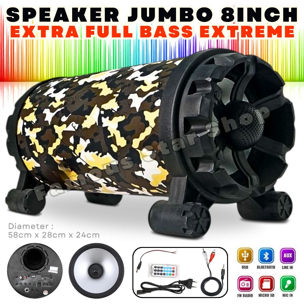 Subwoofer Car Speaker 8 Inch Daya 85 Watt ADVANCE T-18 | Speaker Tabung 8 inch AC/DC | Speaker Aktif
