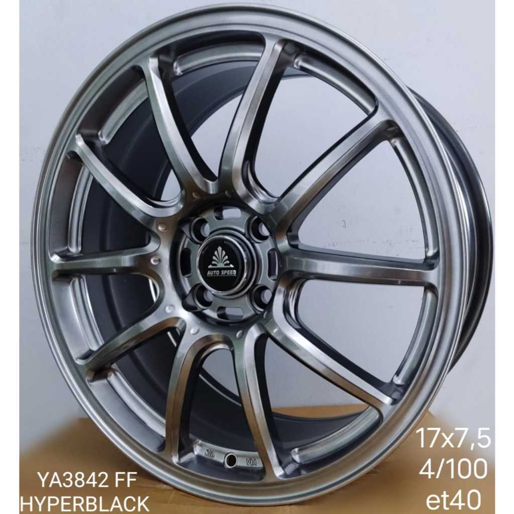 VELG RACING MOBIL MURAH RING 17 AUTO SPEED R17X7,5 4X100 ET40 HYPER BLACK