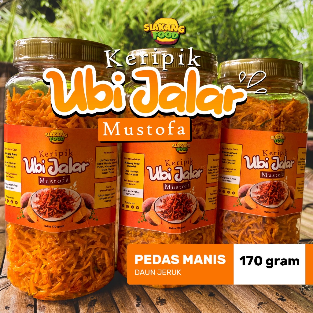 

Keripik Ubi Jalar Mustofa Siakang 170 gram Varian Pedas Manis Daun Jeruk