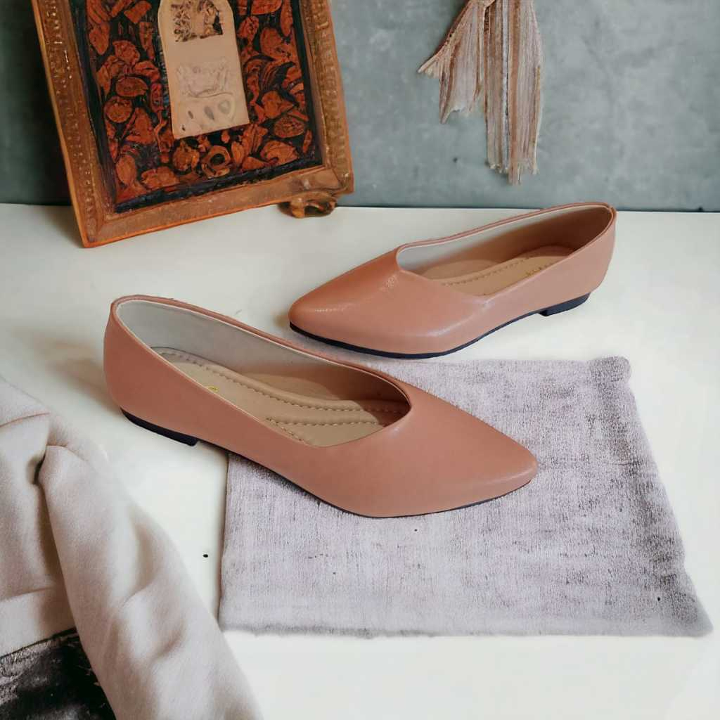 Sepatu Flat Kantor Kerja Wanita Pink