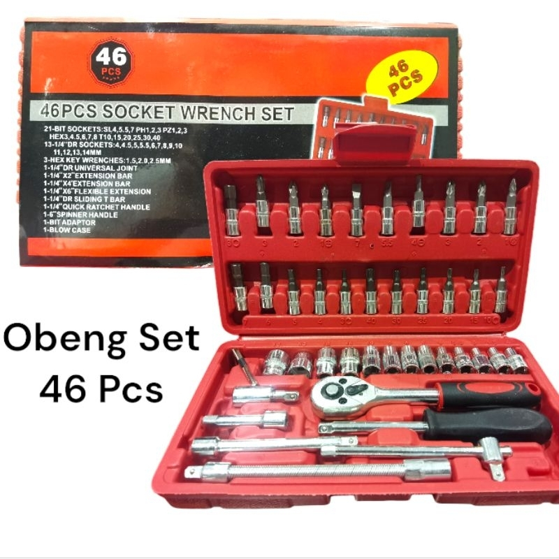 Obeng Set 46 Pcs / Kunci Shock 46 Pcs / Set Kunci Shock Obeng Bengkel