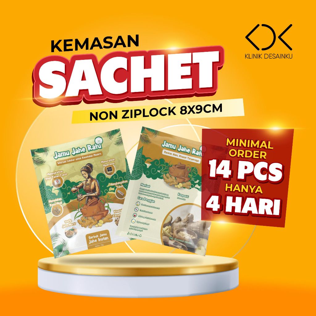 Cetak Kemasan Sachet Non Ziplock 8x9cm | Custom Desain | 14pcs | Selesai 4 Hari