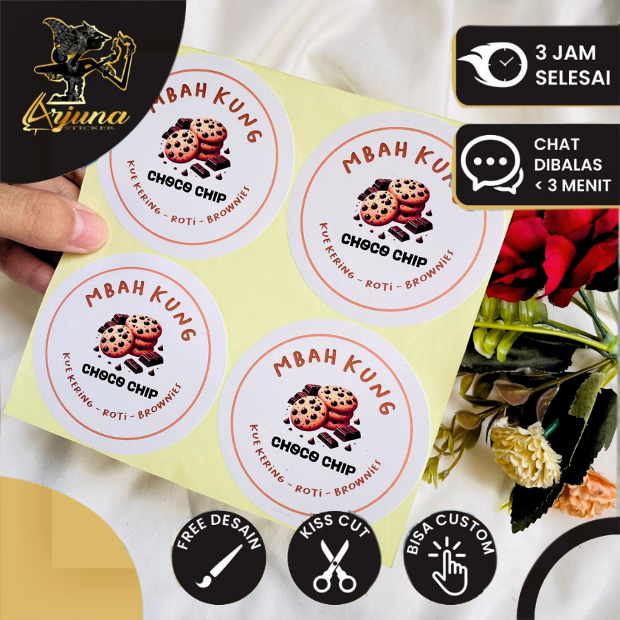 

2-4 Sticker Kecil Bulat Tema Cookies Idul Fitri Arjuna Stiker Chromo Kue Kering Lebaran Free Desain