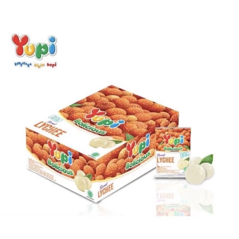 

[ HALAL ] YUPI BOLICIOUS LYCHEE 1 BOX ISI 24 PCS