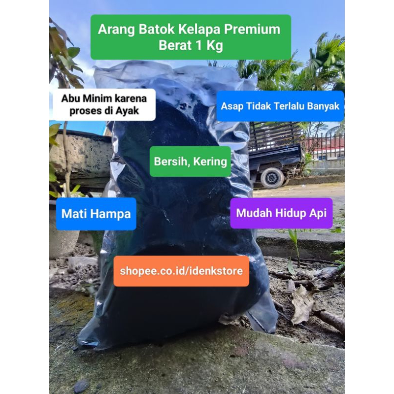 Arang Batok Kelapa Kering Bersih kemasan 1 kg