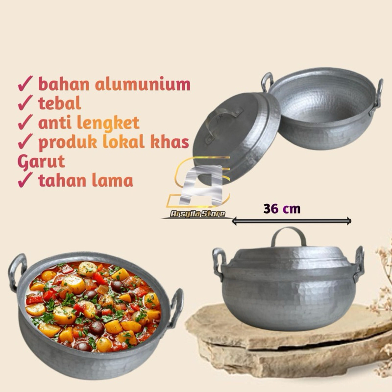 panci sayur ukuran jumbo 36 cm kapasitas 6 L bahan alumunium tebal khas garut