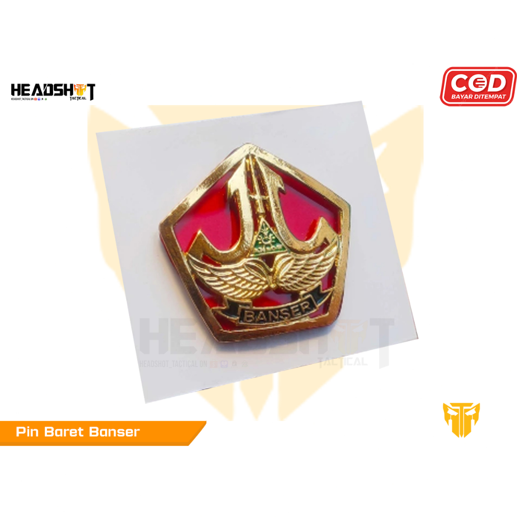 Emblem Baret Banser Latin - Pin Baret Tulisan Banser - Emblem Baret Banser -Pin Atribut Banser - Atr
