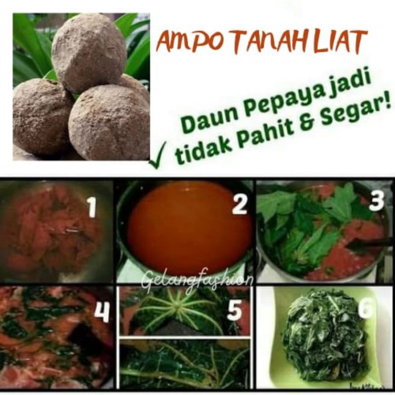 

[ASLI] AMPO TANAH LIAT PENGHILANG PAHIT DAUN PEPAYA kemasan 500 g tanah liat untuk makanan