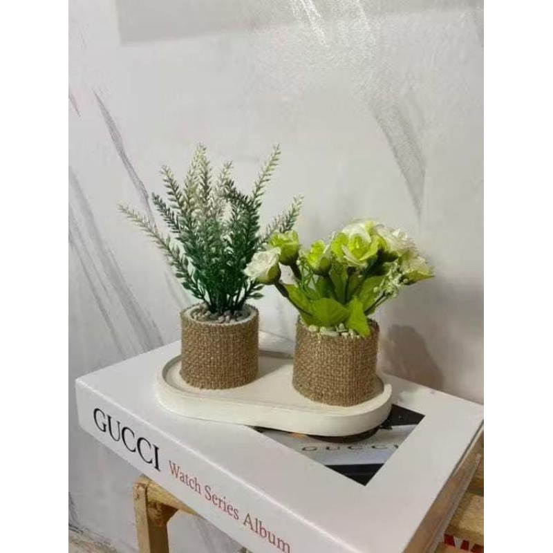 SET RANGKAIAN BUNGA MAWAR MINI GONI ISI 2 / HIASAN SUDUT RUANG PENGHIAS RUANG TAMU MINIMALIS