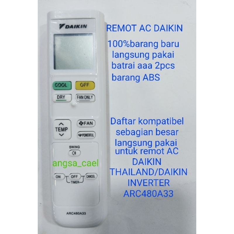 REMOT REMOT AC DAIKIN THILAND/DAIKIN INVERTER ARC48A33