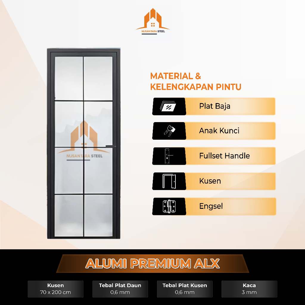 TBNS - (ALX 70X200) Pintu Aluminium Toilet Single Lengkap Berkualitas Dan Terjamin / Pintu Utama / K
