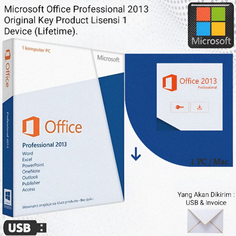 Microsoft Office Professional 2013 Original Key Product (Lifetime)