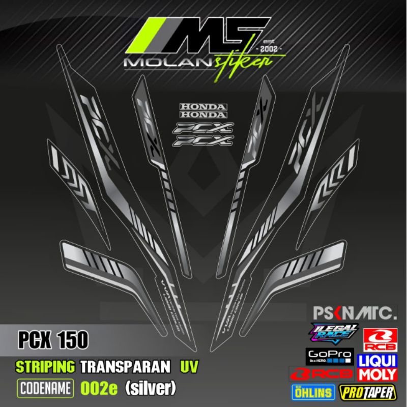 Decal Sticker Striping Variasi Transparan Uv PCX 150 2018-2021 Honda PCX Abs PCX Lokal Pcx 150 Thail