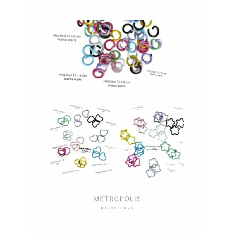 ring bulat/ring motif bunga/motif love besi/50 pcs mix warna
