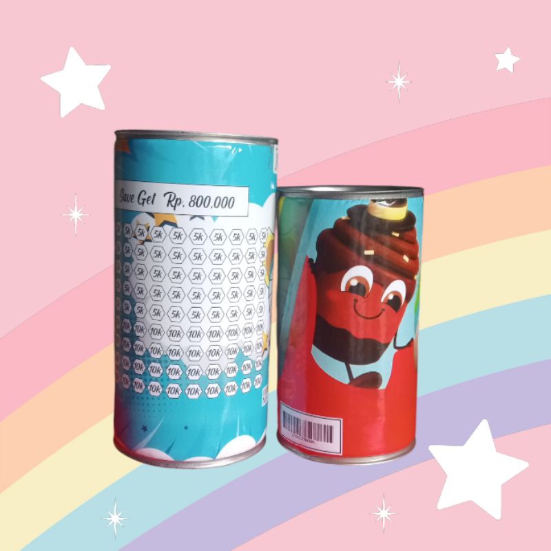 Celengan kaleng lapis Flanel karakter / tugas sekolah sd / kerajinan celengan flanel