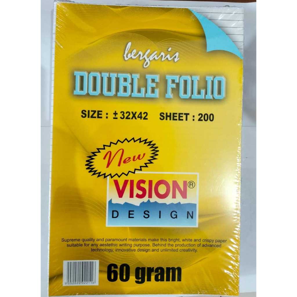 

[ PAK ISI 200 ] Kertas Double Dobel Folio Bergaris VISION 200 lembar