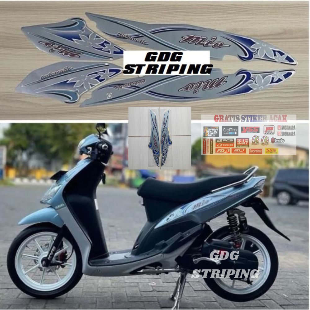 Striping Stiker Motor Yamaha Mio Sporty 2004 Biru Muda Murah