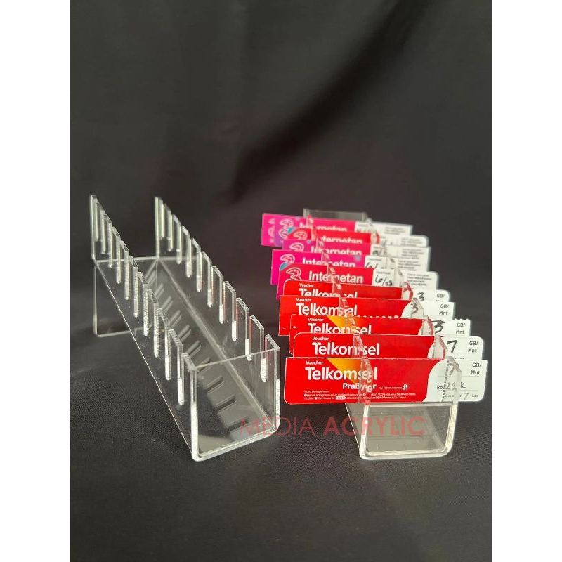 DUDUKAN KARTU PERDANA RAK VOUCHER KARTU PERDANA AKRILIK