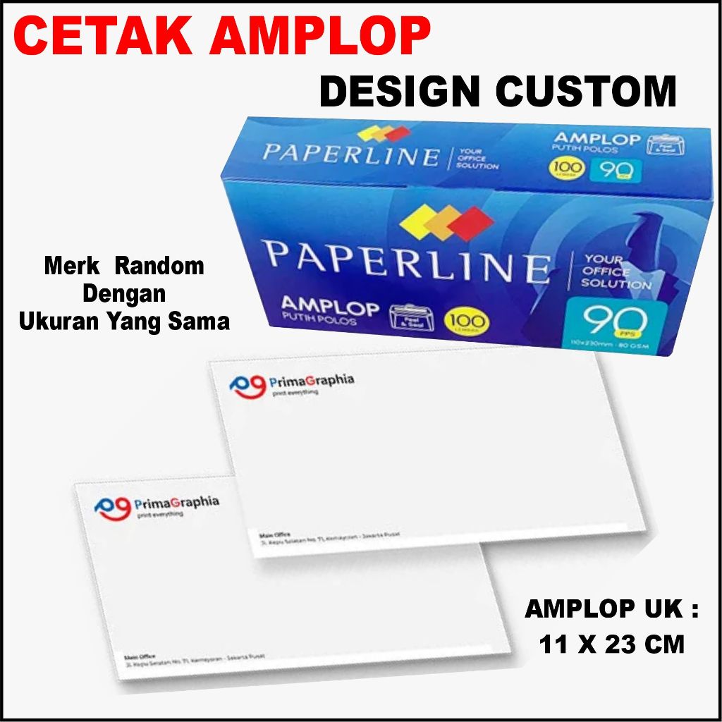 

Amplop Cetak Satu Pack isi 100 Lembar Design Custom