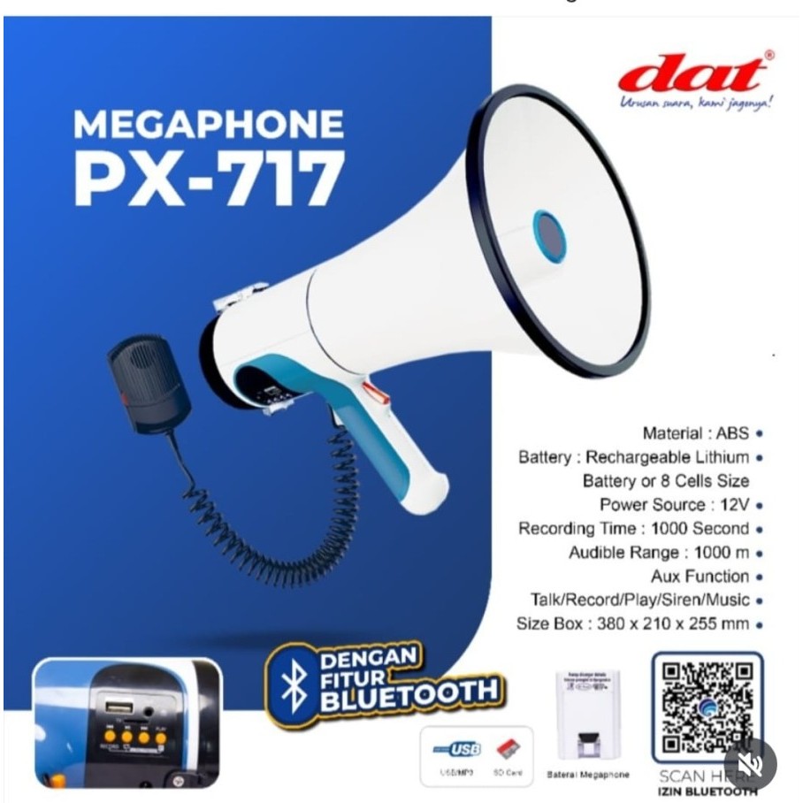 MEGAPHONE DAT PX-717 100WATT BLUETOOTH
