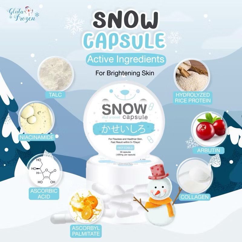 SNOW CAPSULE FROM GLUTATHIONE GLUTATHION FROZEN COLLAGEN WHITENING THAILAND / BIBIT KAPSUL PEMUTIH /