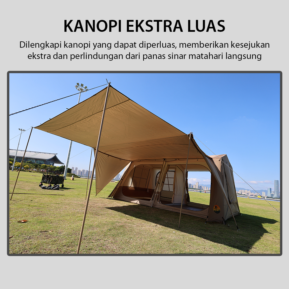 Tenda Camping Keluarga 2 Ruang 8 - 12 Orang Dengan Kanopi | Tenda Camping Outdoor Waterproof | Tenda