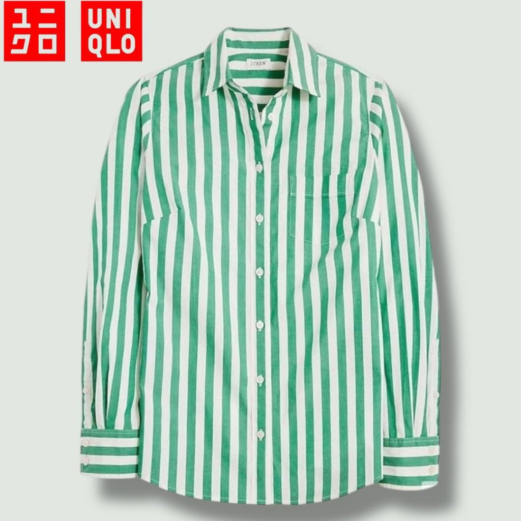 ZK Kemeja Pria Dewasa Lengan Panjang Motif Salur Besar/Kecil//Kemeja Panjang Pria Stripe Bahan Adem