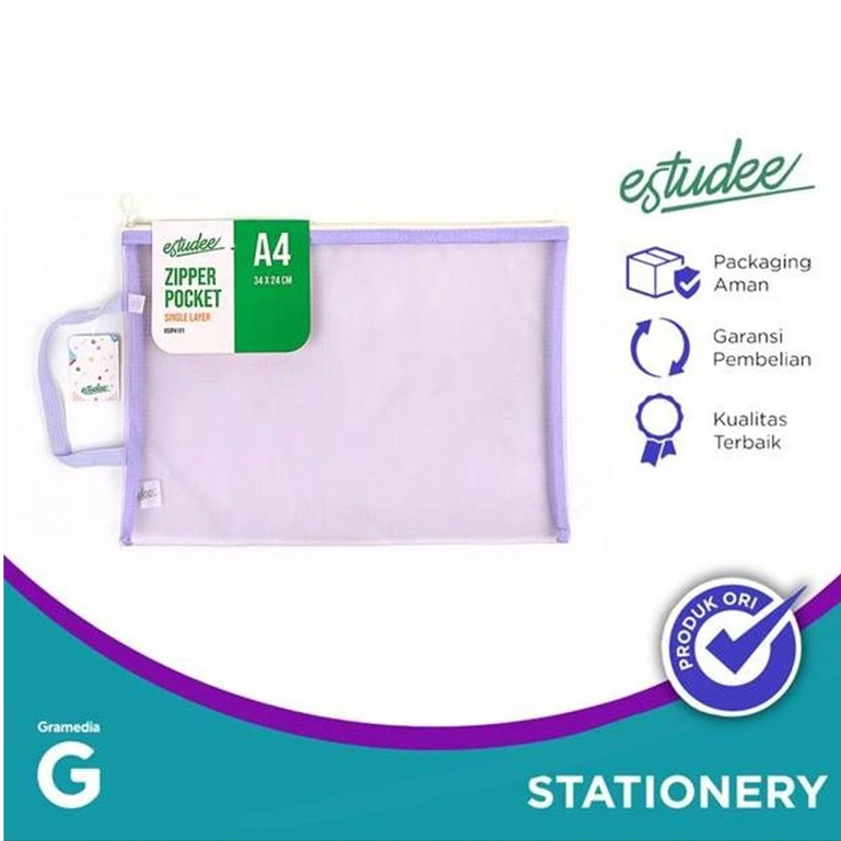 

Estudee Zipper Pocket Single Layer A4 Soft Purple Eszp4121