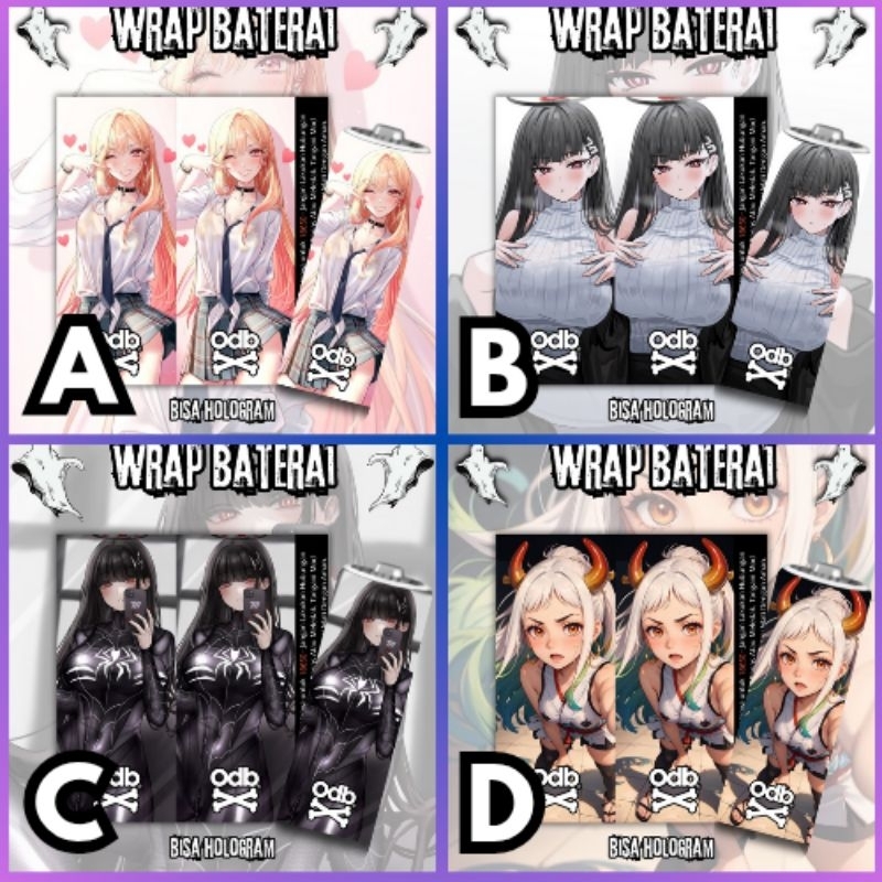 

Holdingskyy - Skin Stiker Wrap Baterai 18650 Motif Anime Waifu V6 Full Desain Untuk Melindungi Dan Mempercantik Baterai 18650 - Wrap Battery 18650 Full Motif