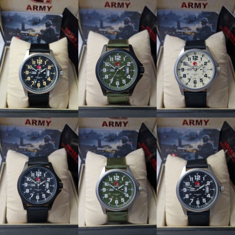 Jam Tangan Analog Pria Swis Armii AM7836 AM 7836 Tali Kanvas Miyota Japan