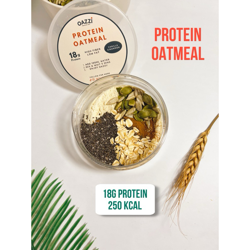 

Oazzi Protein Oatmeal - 18gram Protein, tinggi protein untuk sarapan sehat, cemilan sehat, workout meal tinggi serat, low fat | Protein oatmeal ready to eat