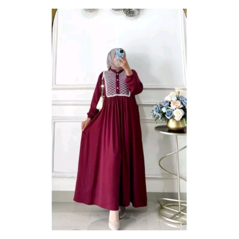 TERLARIS GAMIS POLOS  KOMBINASI BRUKAT RENDA TERBARU