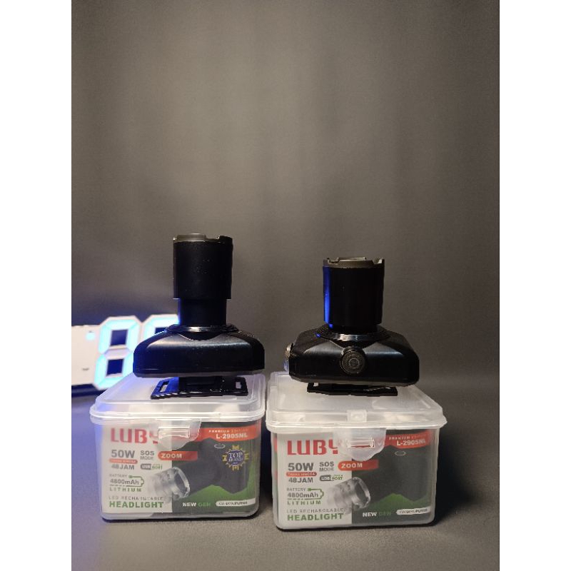 senter kepala luby zoom 50 watt baterai besar 4800 mahh