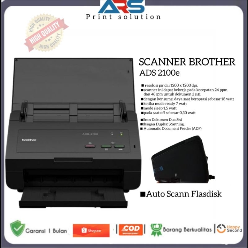 scanner folio F4 A4 Brother Ads 2100e auto duplex mulus garansi