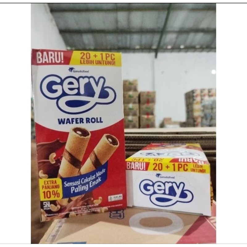 

1 Box isi 20 + 1pcs/Gery Wafer Roll Rasa Coklat Mede/12gr