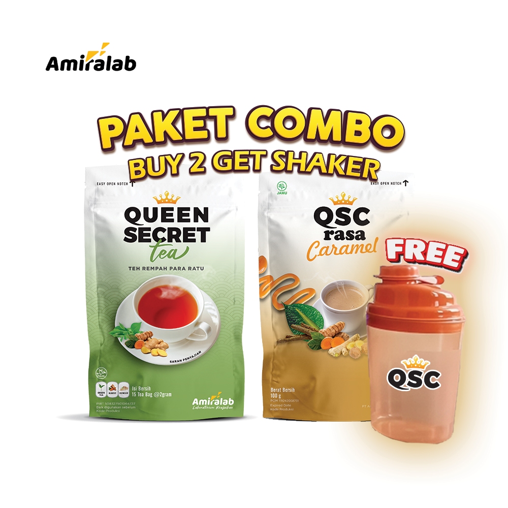 

PAKET COMBO HEMAT (FREE SHAKER + STIKER) AMIRALAB Queen Secret Caramel & QSTea Minuman Teh Herbal Solusi Membantu Kesehatan Wanita