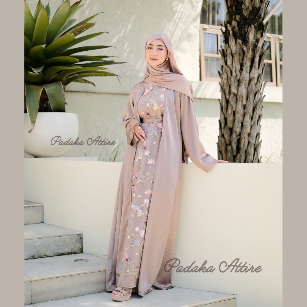 ABAYA CALISTA - [RAYA SERIES Padaka Attire] - Abaya Turki Brokat Mewah Muslim Lebaran Arab