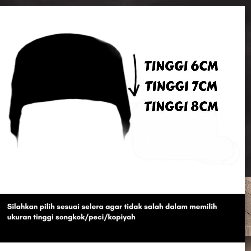 terbaru promo cod peci hitam pendek / peci hitam tinggi 6cm 7cm 8cm / songkok kopiah pendek hitam
