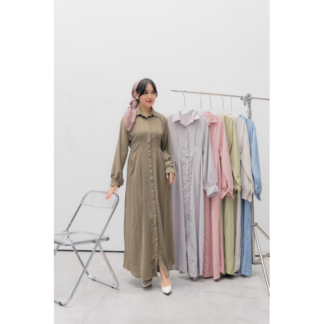 Mikayla Lipit Dress Gamis - Baju muslim lebaran koleksi ramadhan