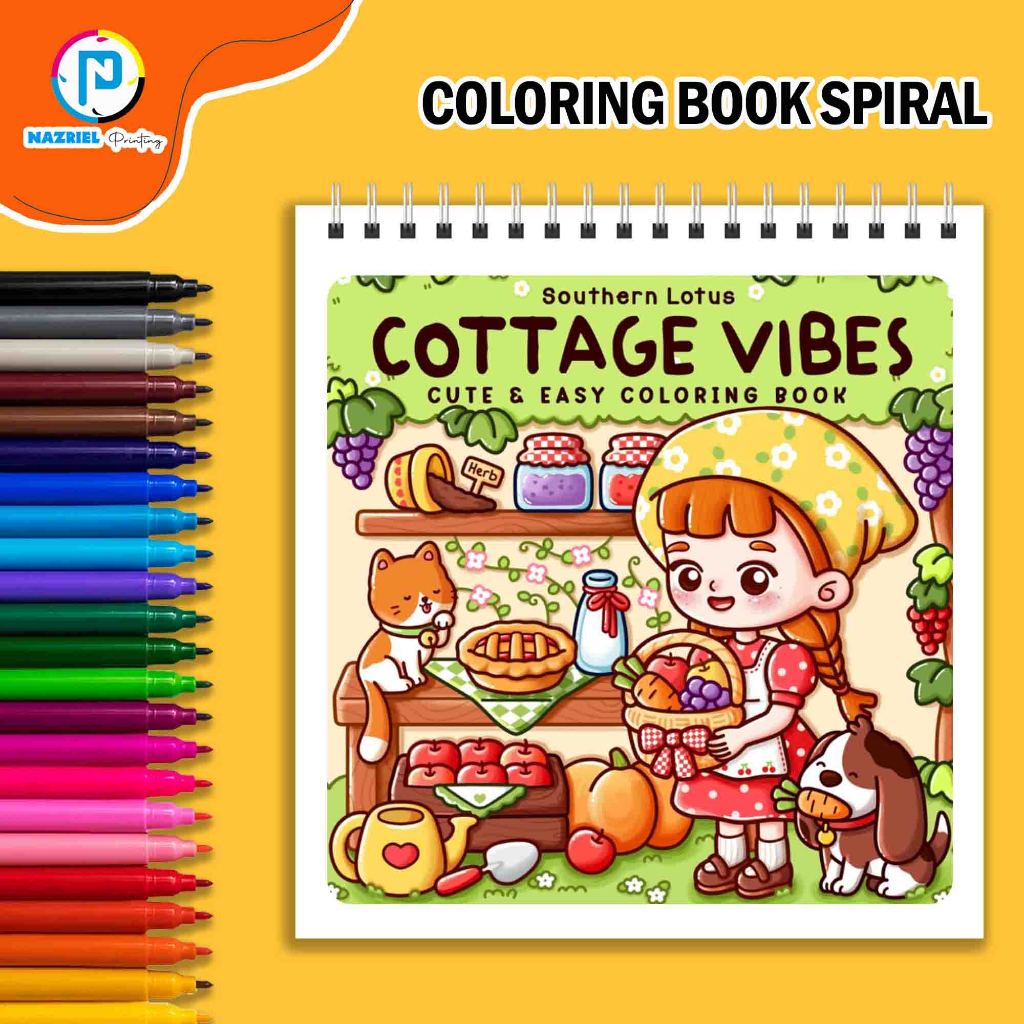 

Cottage Vibes by Southern Lotus Coloring Book Buku Mewarnai Spiral