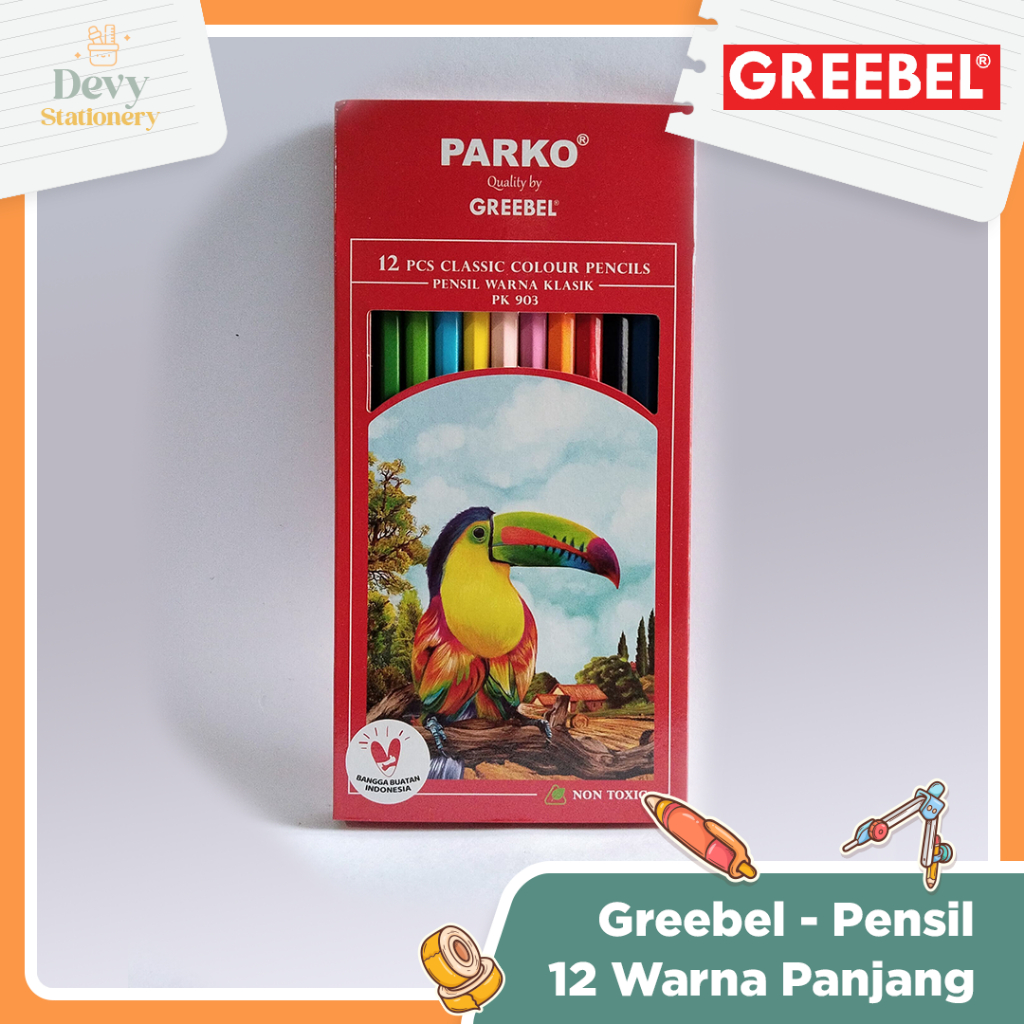 

GREEBEL Pensil 12 Warna Parko Panjang dan Pendek