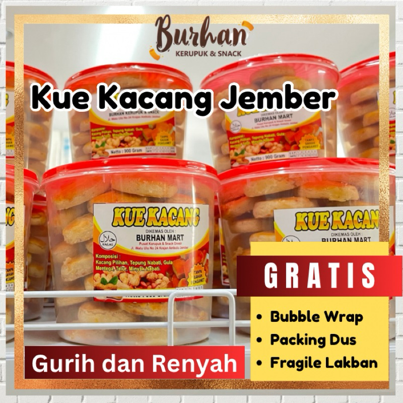 

Kue Kacang Khas Jember Toples Nett 900gr | Burhan Kerupuk & Snack Jember
