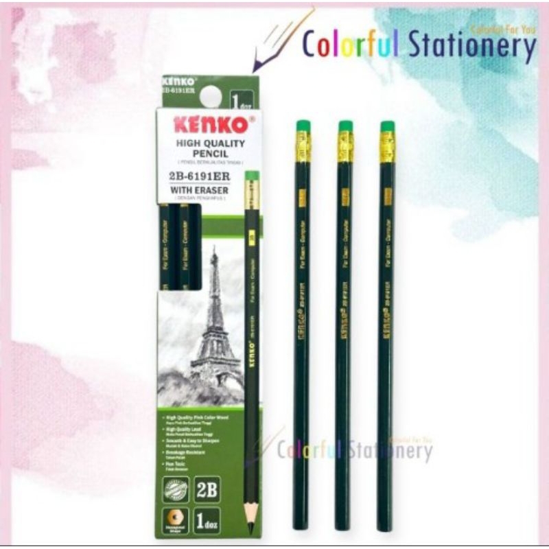

Kenko - Pensil 2B 6191 ER dengan penghapus / pensil kenko kualitas tinggi