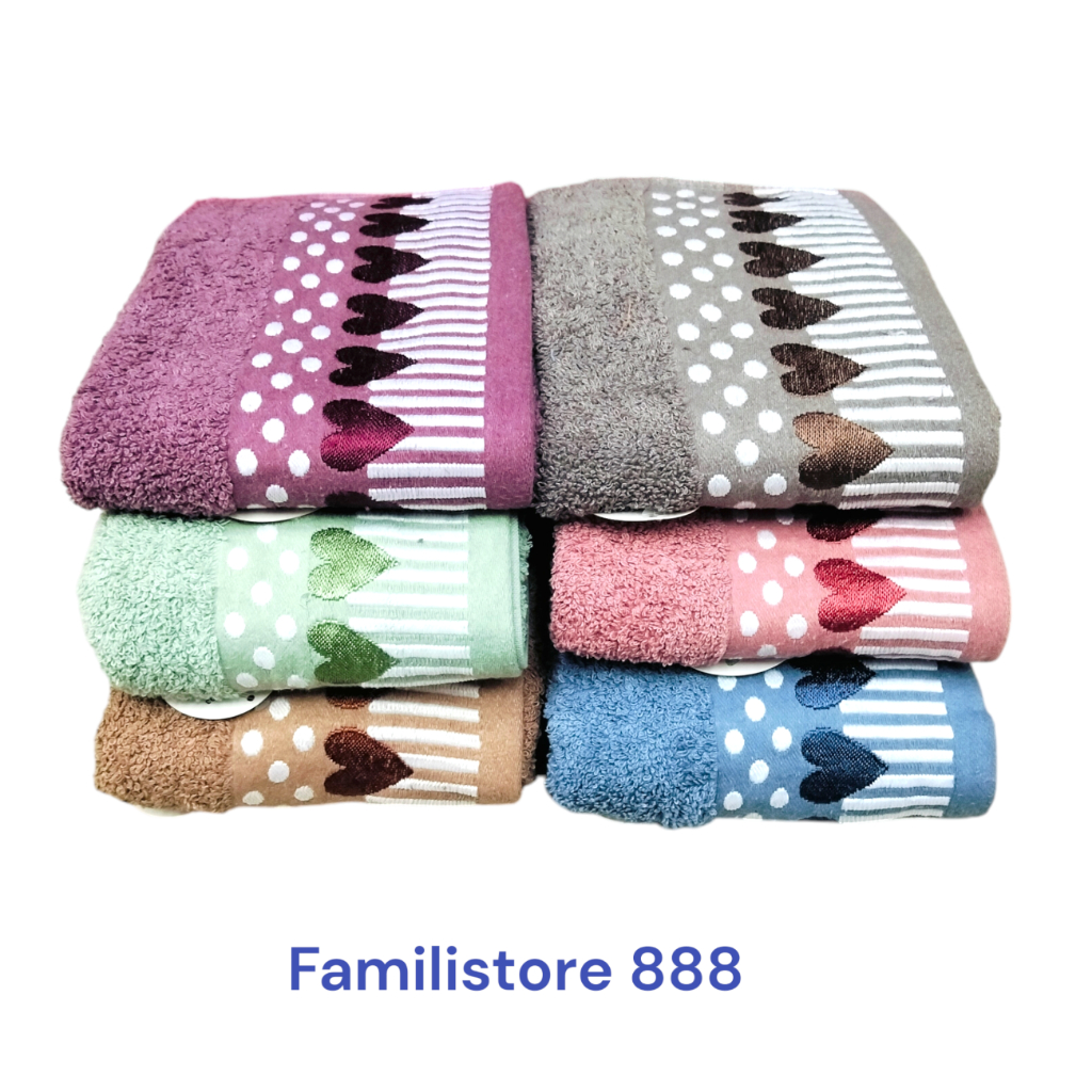 Handuk Mandi Sarang Lebah Ukuran Sedang 70x140 cm Handuk Katun Serba Guna Motif LOVE Warna Bath Towe