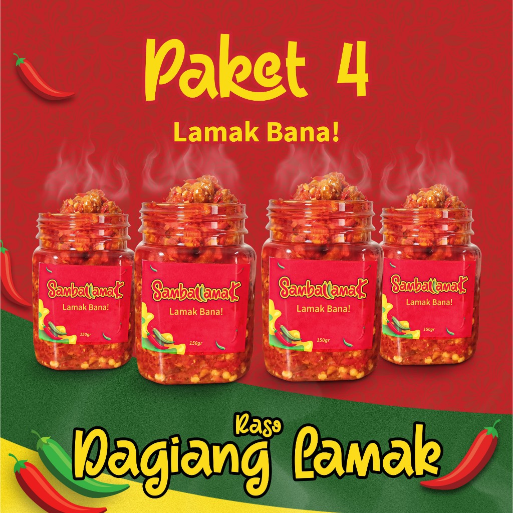 

PAKET BUNDLING 4 Pcs Sambal/Sambel Daging - Samballamak Daging khas Padang 150gr