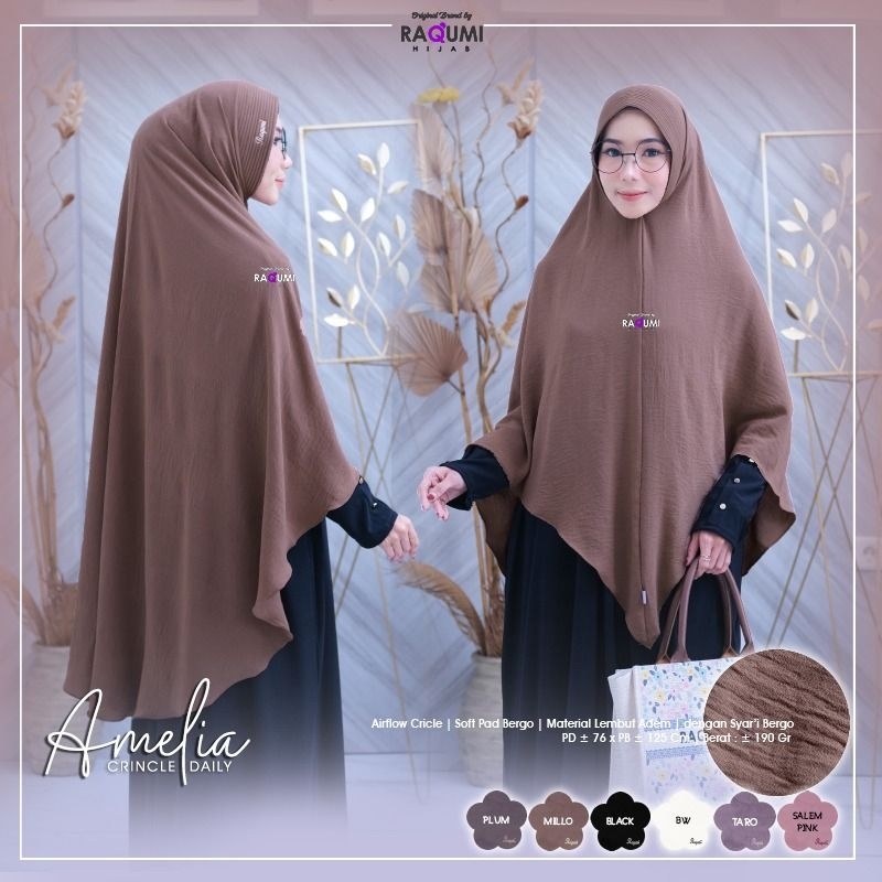 AMELIA RAQUMI PREMIUM HIJAB DAILY HIJAB SYARI BERGO SYARI depita darkgrey