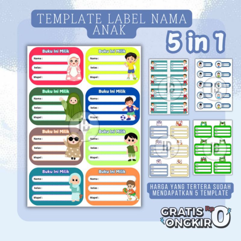 

Template Label Nama Anak 5 in 1 Nama Anak Custom Nama Karakter