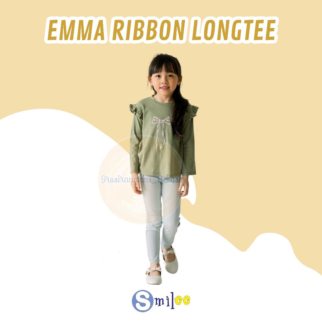 Smilee Emma Olive - Ribbon Longtee Anak Perempuan [Size 1-5 Thn] Baju Kaos Cewek